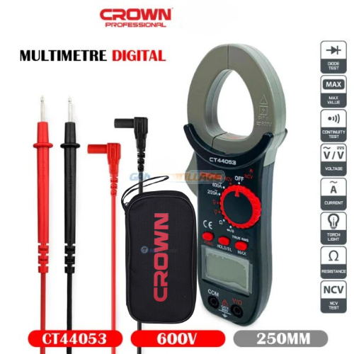 مشبك رقمي أصلي من كراون متعدد الوظائف لقياس التيار الكهربائي بدقة عالية CROWN Pince Multimètre Numérique 600V CT44053