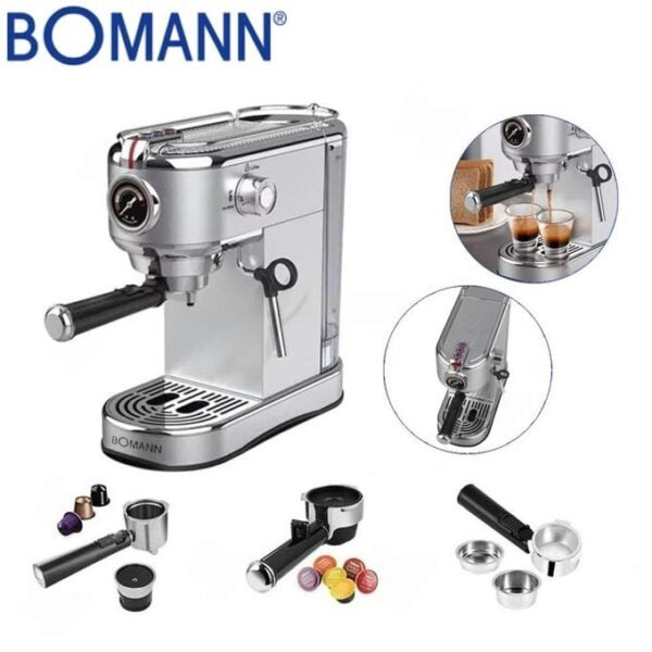 ماكنة صنع القهوة بومان الألمانية Machine à Café Expresso BOMANN 19 Bar – 4 En 1 – Dolce Gusto / Nespresso / Poudre / cappuccino cafetière