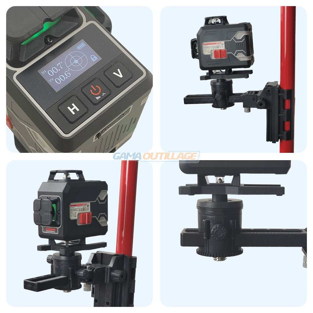 Niveau Laser Crown 4D 360° .16  lignesلين ,Avec Perche 5M